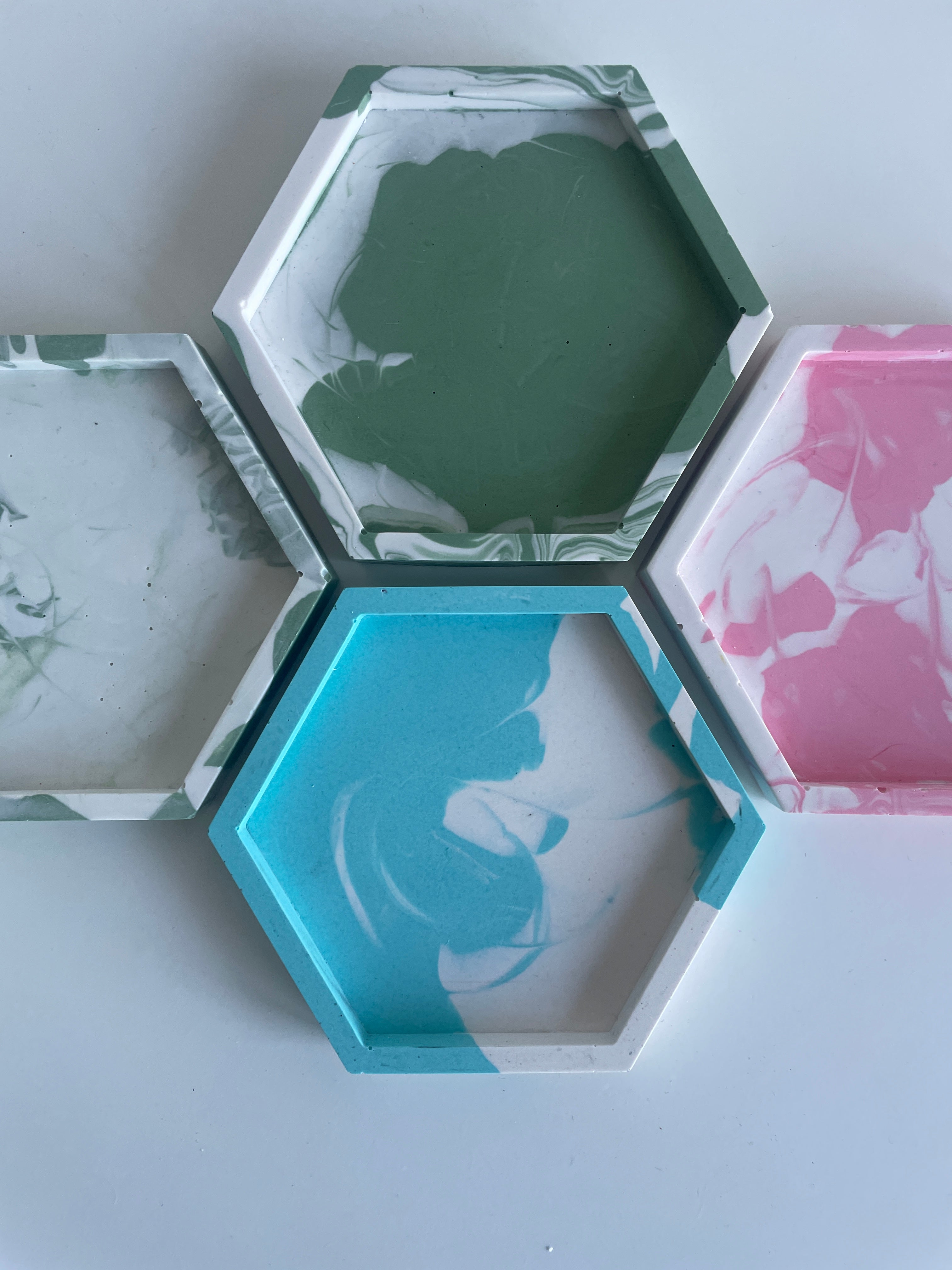 Marbled Hexagonal Trinket Tray