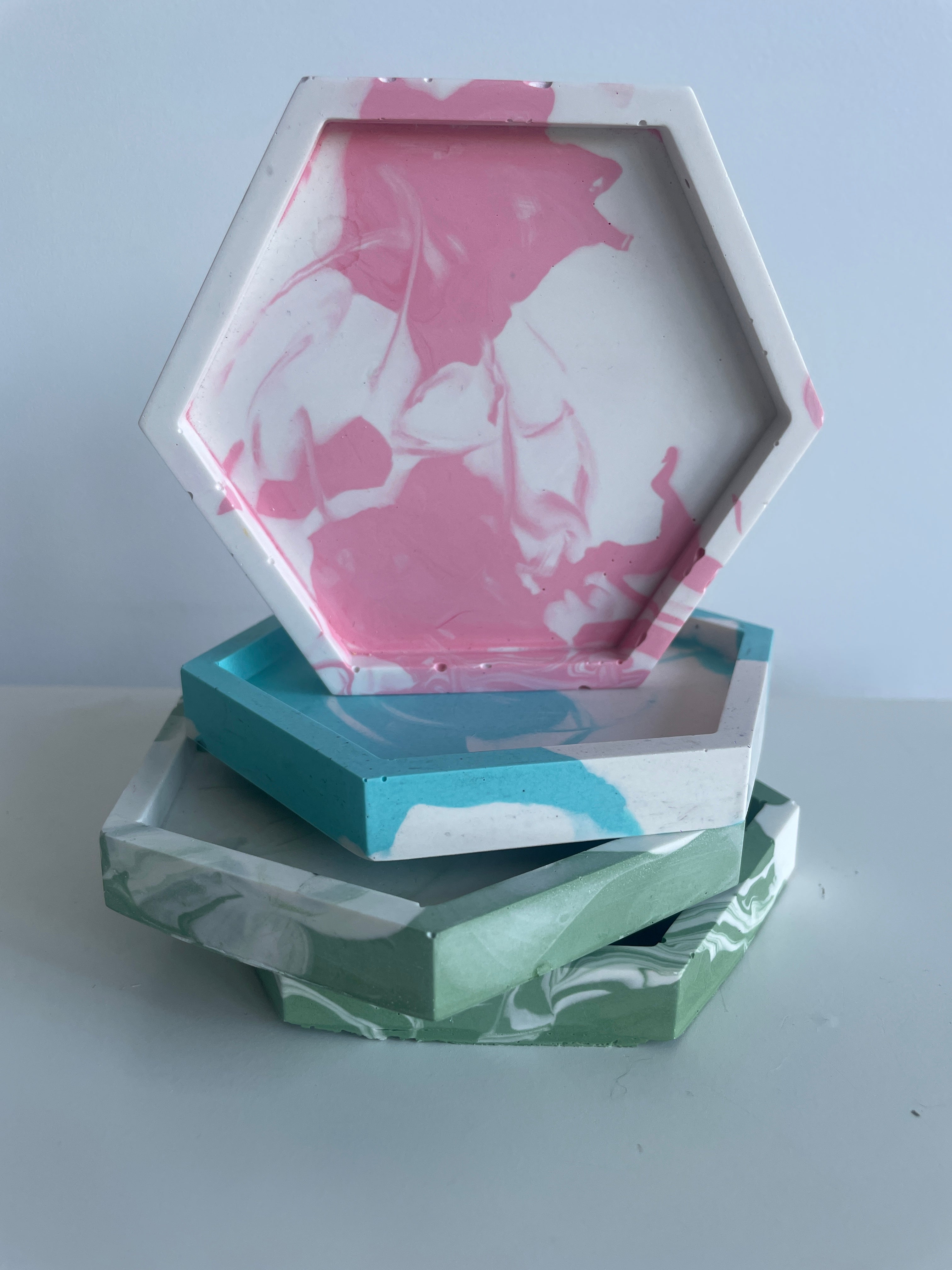 Marbled Hexagonal Trinket Tray