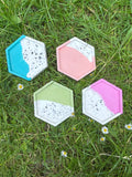 Block colour split terrazzo hexagon trinket tray