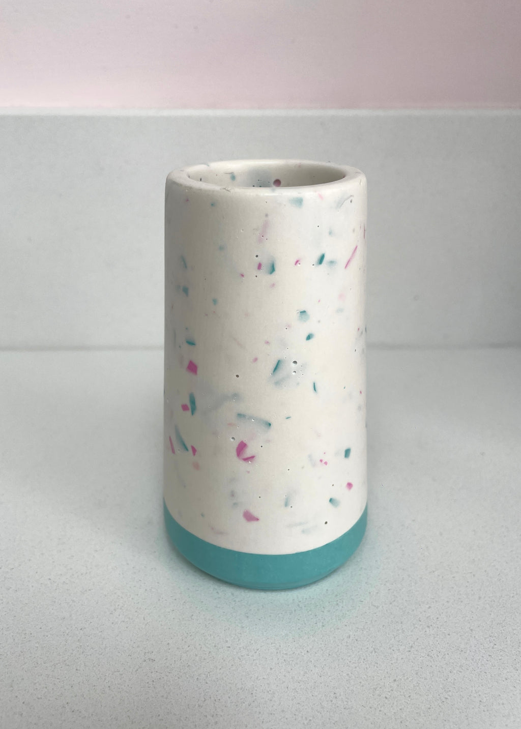 Block colour split terrazzo tapered pot