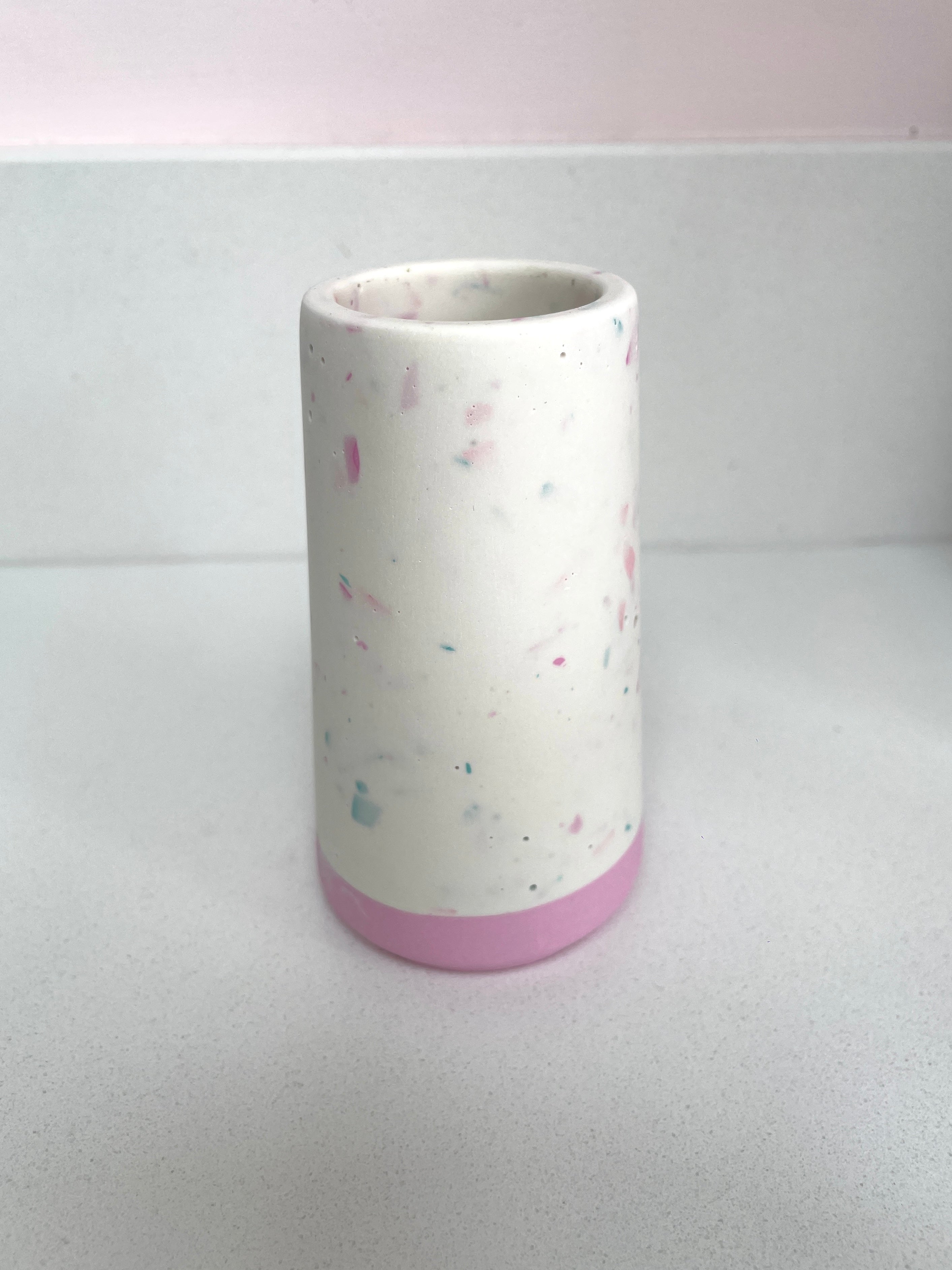 Block colour split terrazzo tapered pot
