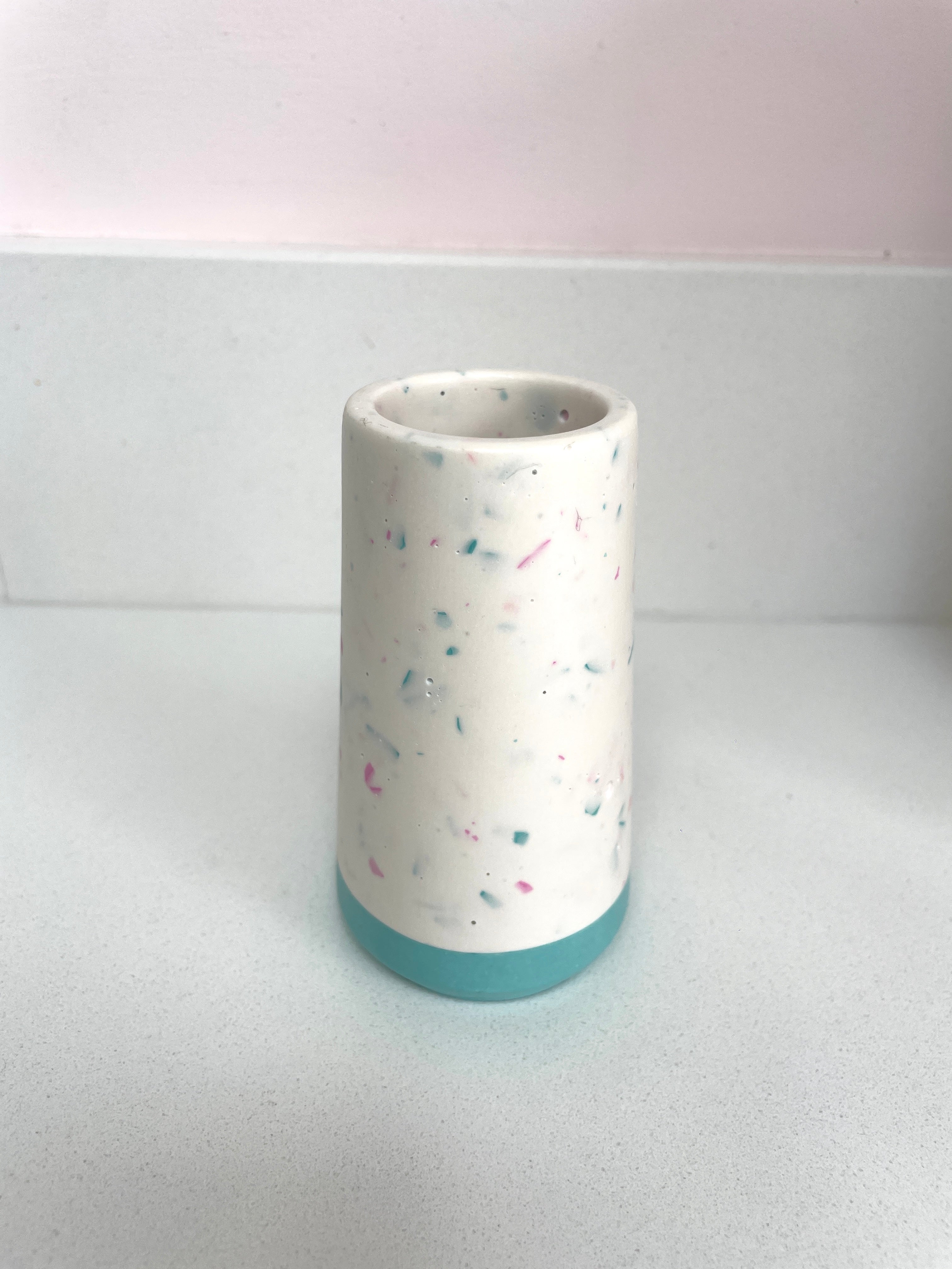 Block colour split terrazzo tapered pot