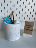 Medium pen pot & matching photo / card holder. Teacher Thank You.