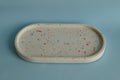 Oval terrazzo tray - red yellow blue chips