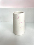 Tapered pot - white with pink terazzo chips.